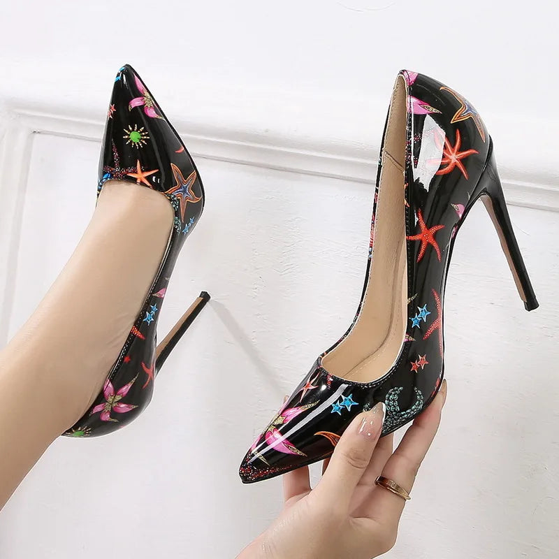 Women Starfish High Thin Heel Shoes Pointed Stiletto Pumps for Office Nightclub Party Pub Wedding Banquet Model Cross Dressing