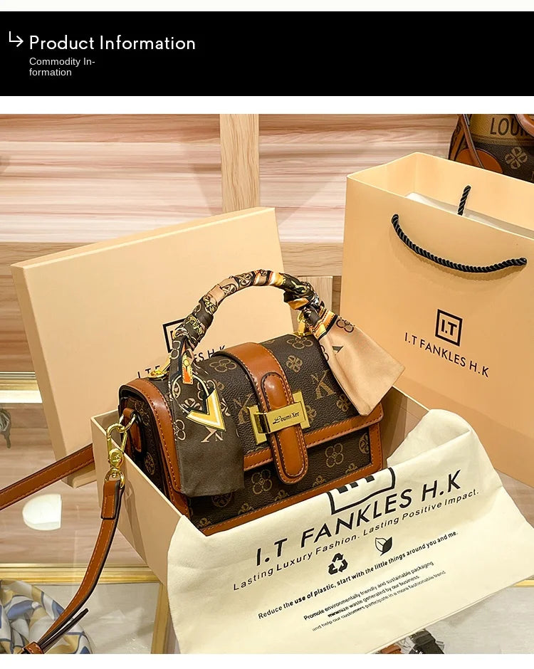 Brand women's handbag 2025 new autumn and winter designer shoulder crossbody bag fashionable and high-end small square bag