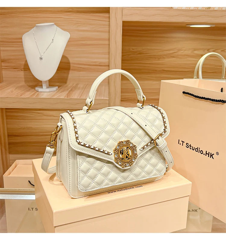 Women's handbag designer Lingge square bag women's 2024 new high-end texture handbag autumn/winter crossbody shoulder bag