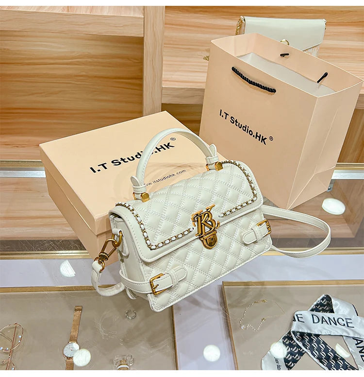 Women's handbag genuine leather carrying small square bag 2024 new high-end designer spring/summer crossbody shoulder bag