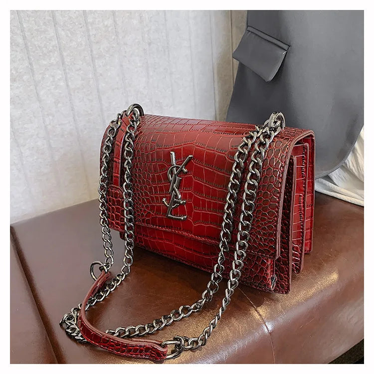2026 new bag high-end crocodile pattern retro chain bag fashionable single shoulder crossbody bag