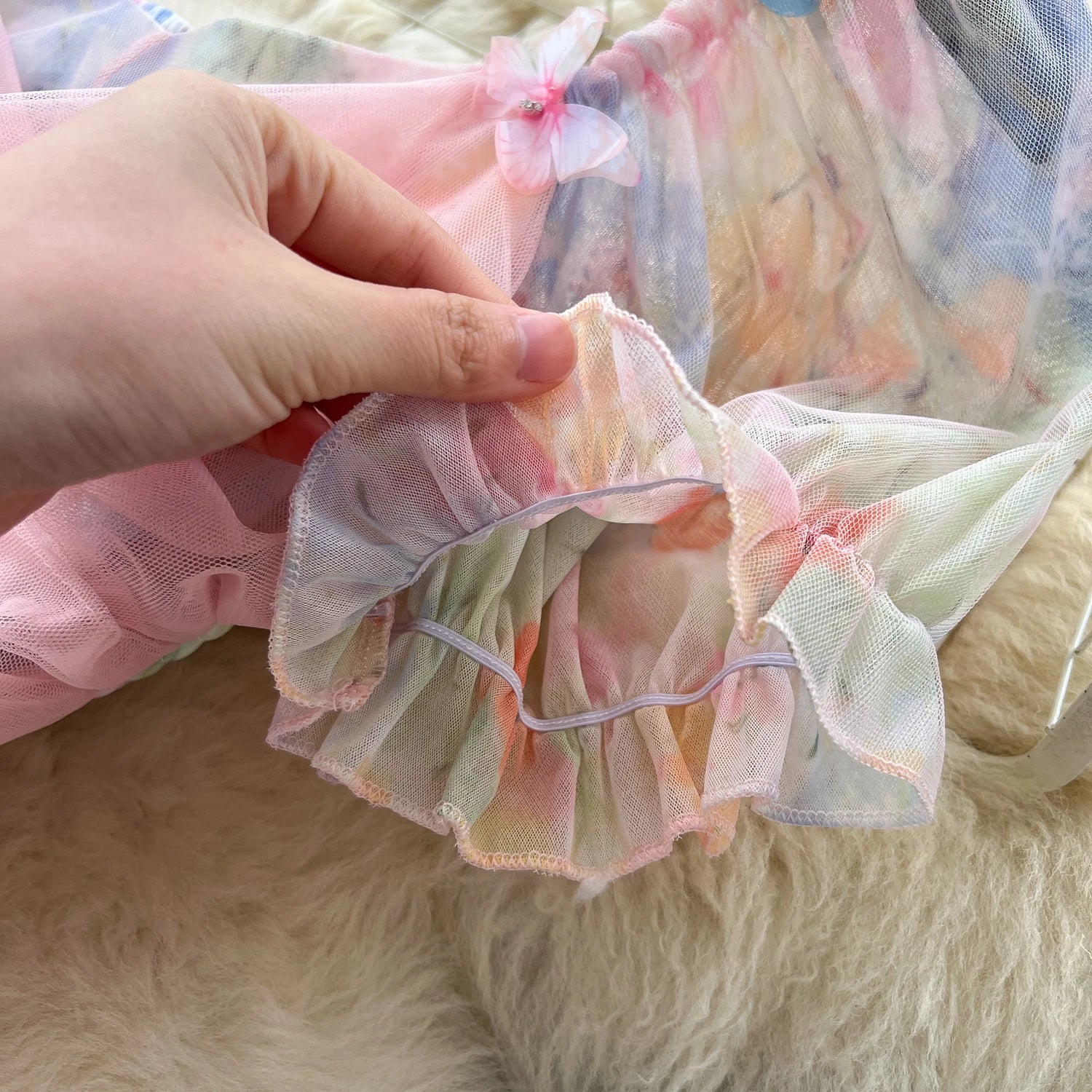 2025 French Fairycore 3D Butterfly Chic Dress Spaghetti Strap Sleeveless Print Design Summer Fashion Vacation Mesh Long Dress