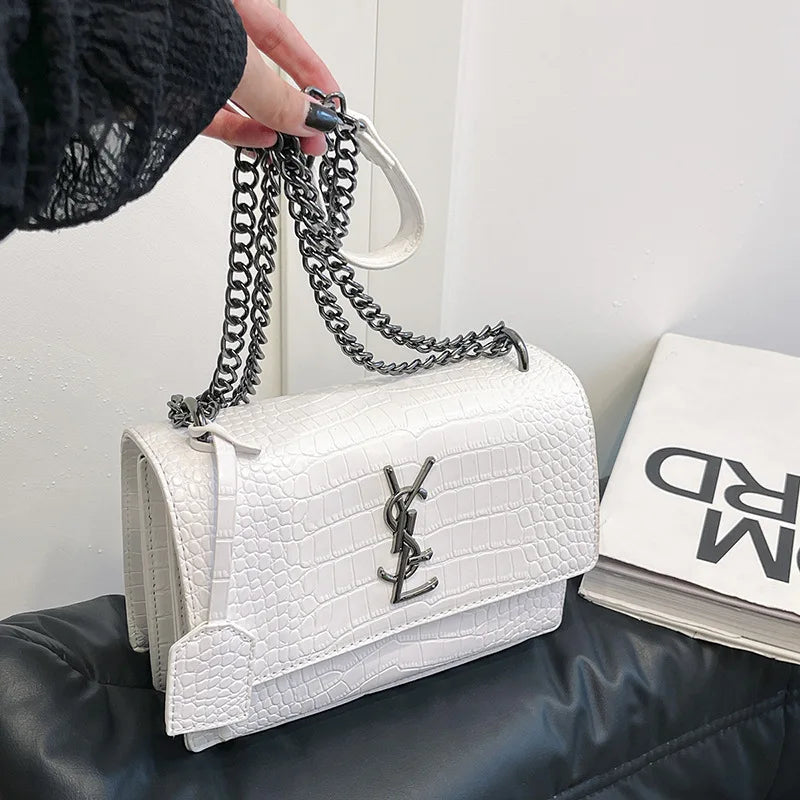 2026 new bag high-end crocodile pattern retro chain bag fashionable single shoulder crossbody bag