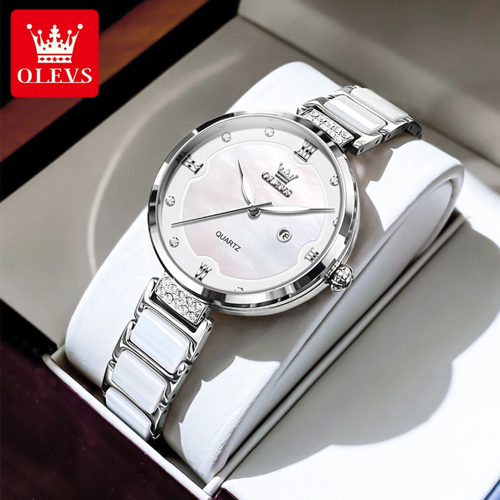 OLEVS 5589 Top Luxury Diamond Quartz Women Watch Fashion Elegant Rose Gold Waterproof Women Watch Brand Bracelet Set Reloj Mujer