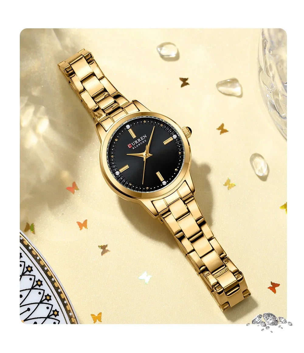CURREN Women's Watches Fashion Original Quartz Wrist Watch for Ladies Roman Dial Dazzling Diamond Waterproof Luminous Luxury New