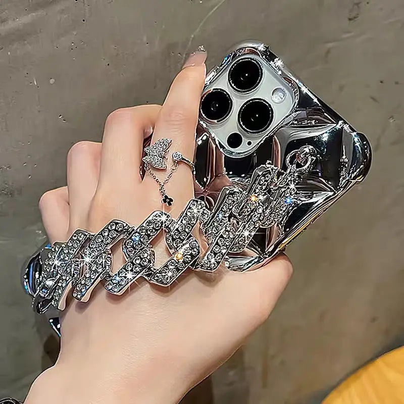 Suitable for Apple IPhone 16 Pro Phone Case Luxury Sparkling Diamond Bracelet 14 Small Fragrance Style Xr High-end Xsmax Trend
