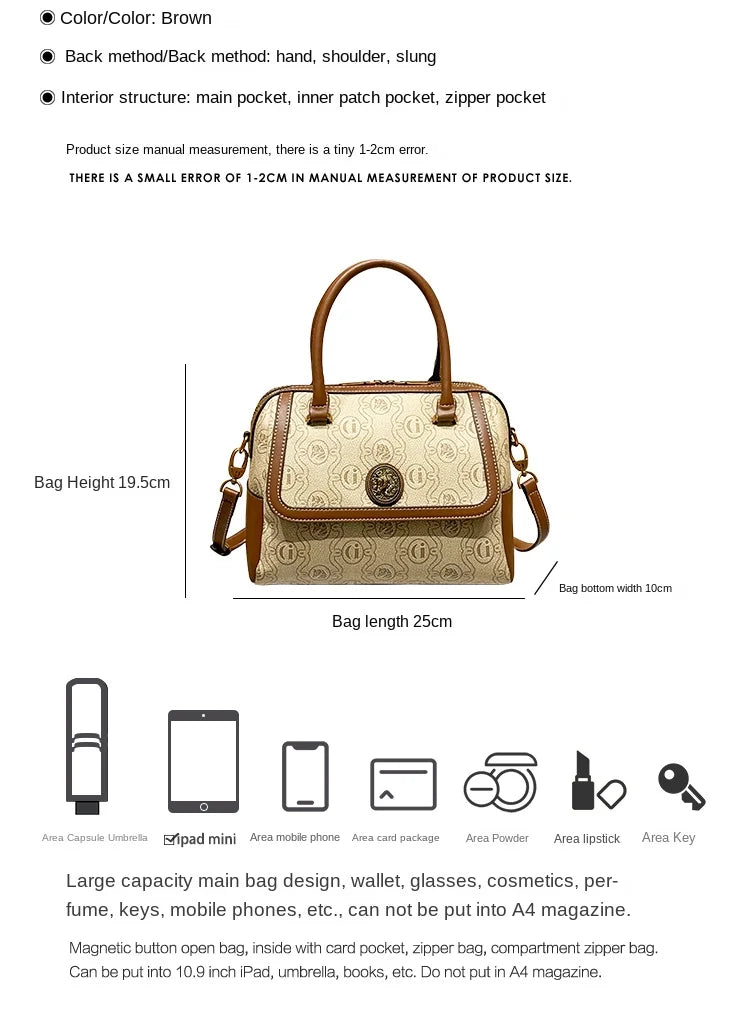 Light luxury brand women's bag 2025 new fashionable and high-end one shoulder hand-held niche design crossbody bag Boston bag