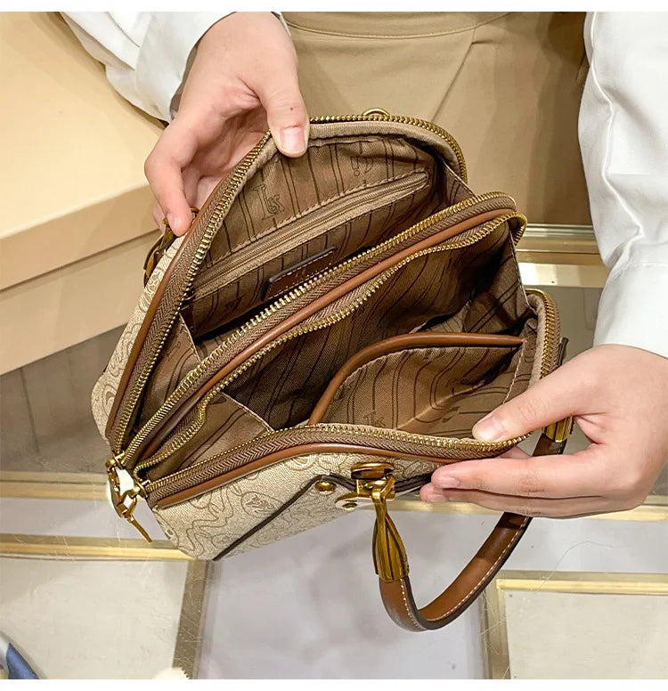 Light luxury brand women's handbag 2025 new retro versatile high-end lightweight single shoulder crossbody bag shell bag
