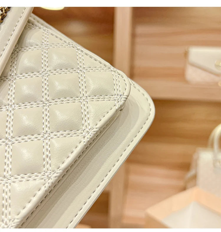 Women's handbag designer Lingge square bag women's 2024 new high-end texture handbag autumn/winter crossbody shoulder bag