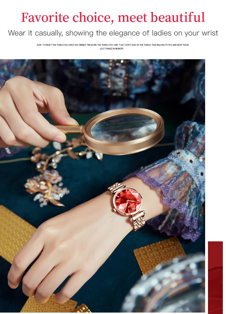 OLEVS New Women Luxury Jewel Quartz Watches Waterproof Stainless Steel Strap Watch For Women Fashion Date Clock Diamond Mirror