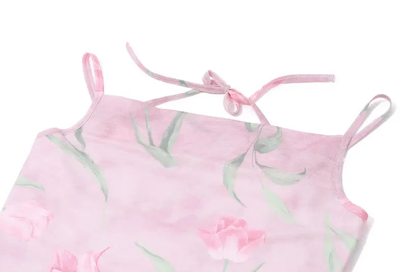 French Sexy Double-layer Gauze Sling Dress Female Summer Spice Girl Slim Hip Dress