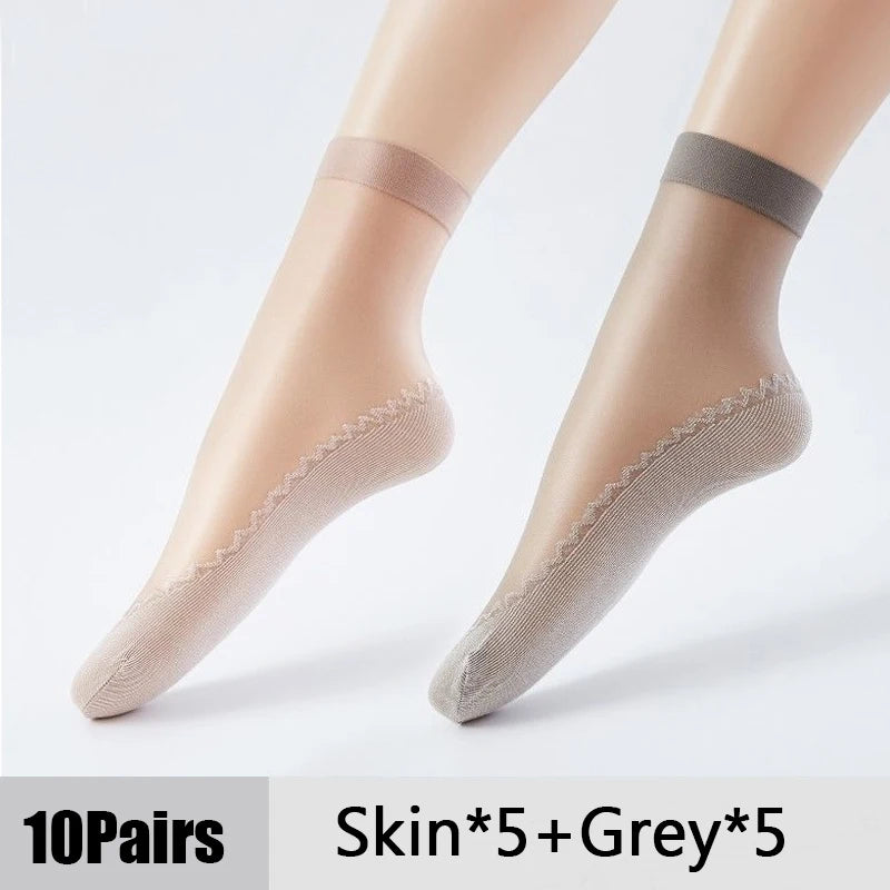 10 Pairs Women Socks Soft Socks Woman Summer Ultrathin Breathable Sock Casual Lightweight Female Transparent Boat Socks