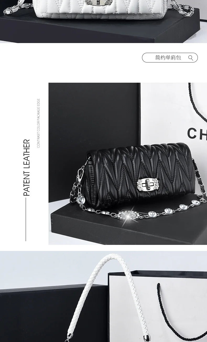 Women Bags Luxury Designer Purses and Handbags Rhinestone Chain Flap Crossbody Small Square Bag Casual Shoulder Messenger Bags