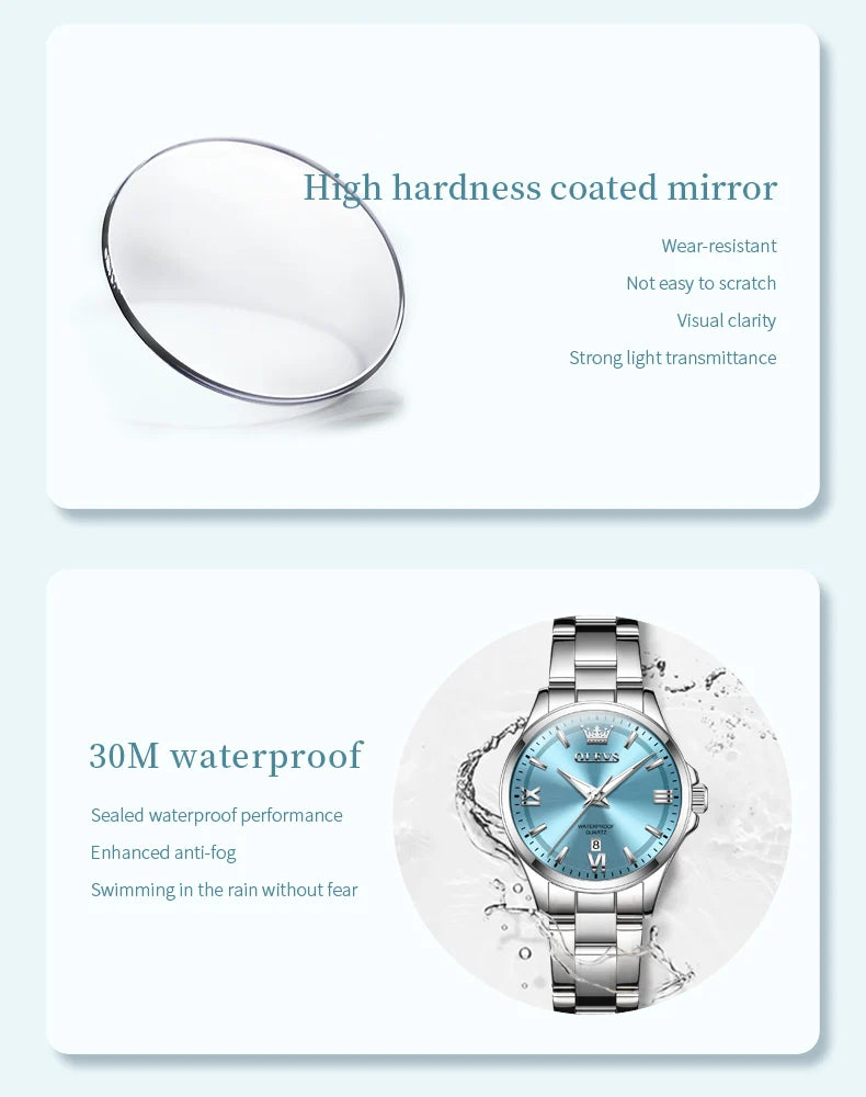 OLEVS Luxury Quartz Watch for Women Elegant Stainless Steel Women's Watches Gifts Waterproof Fashion Trend Simple Ladies Watch