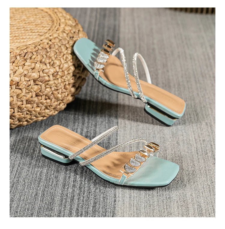 summer new women's slippers outdoor sandals casual flat shoes Stylish metal design Korean style office wear Large size 43