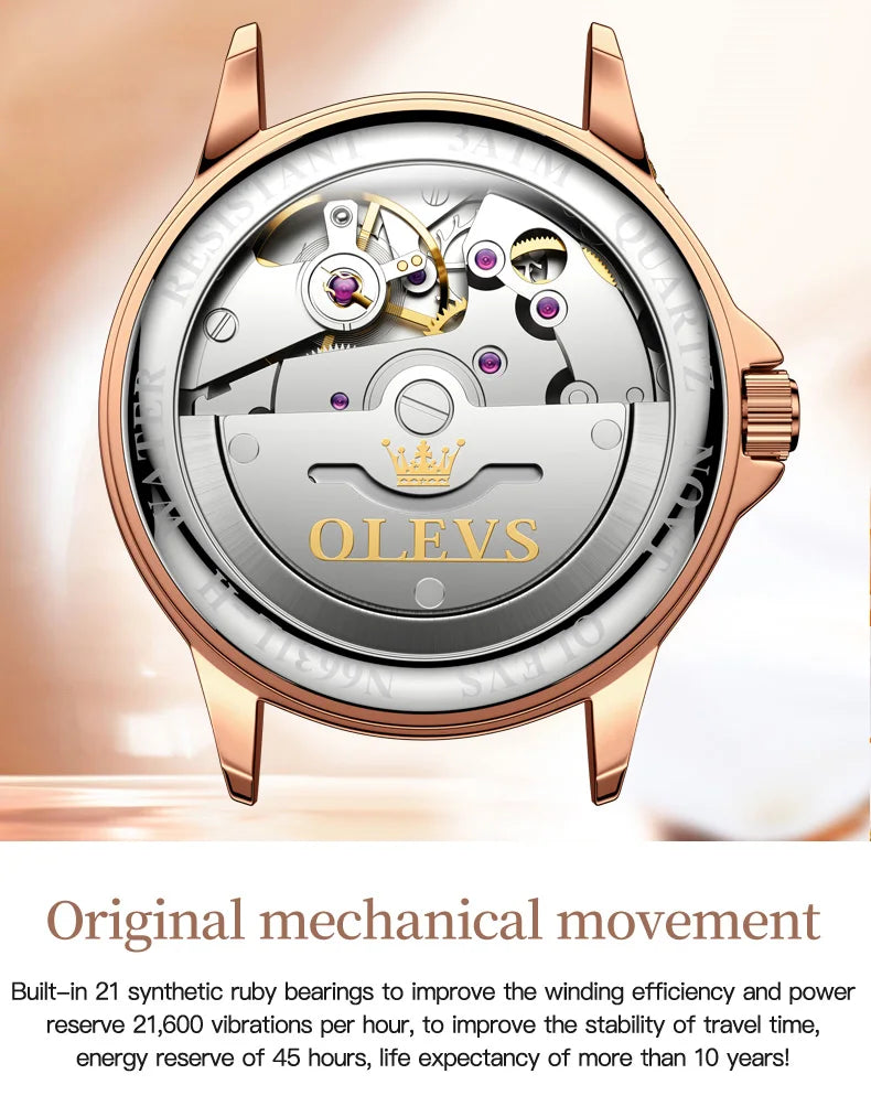 OLEVS Ladies Watch Woman Luxury Fashion Waterproof Watch for Women Watches Ceramic Automatic Mechanical Clock Gift Relogio