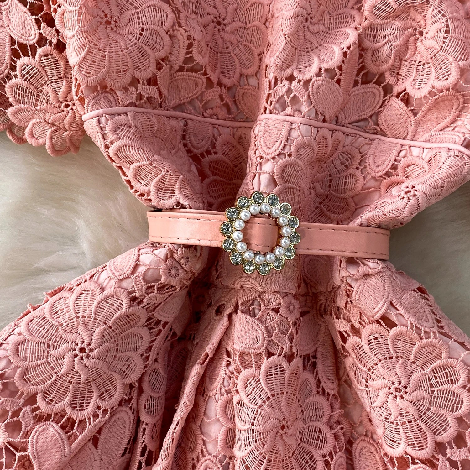 Brand Design Summer Embroidery Lace Long Dress Women Hollow Out Short Sleeve Midi Dresses Lady Belt Prom Evening Party Vestidos