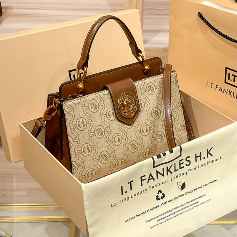 Light luxury brand women's handbag 2024 spring/summer new designer high-quality shoulder bag with contrasting color crossbody