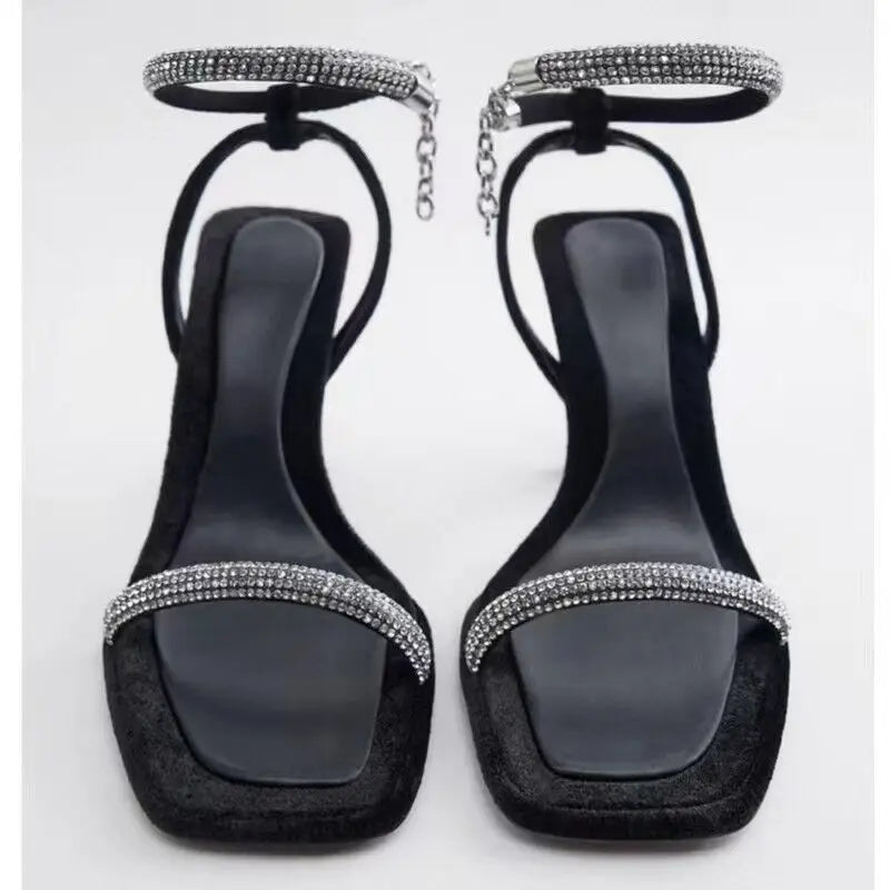 Women's Fashion Rhinestone Sandals Elegant Summer Bridal Shoes Open Toe 2025