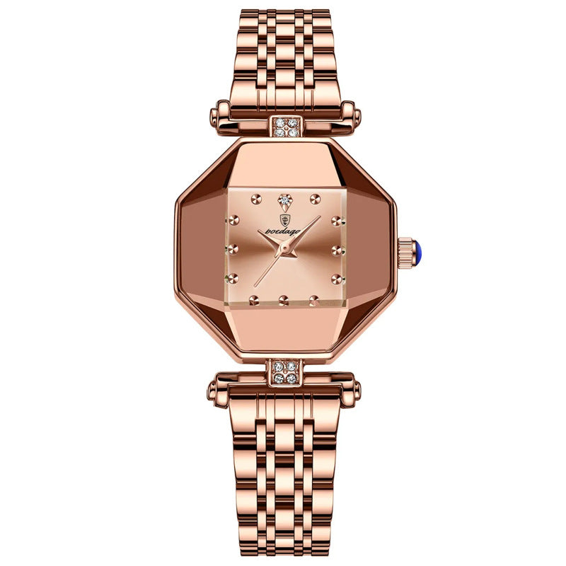 Swiss brand waterproof women's watch, square small green quartz watch