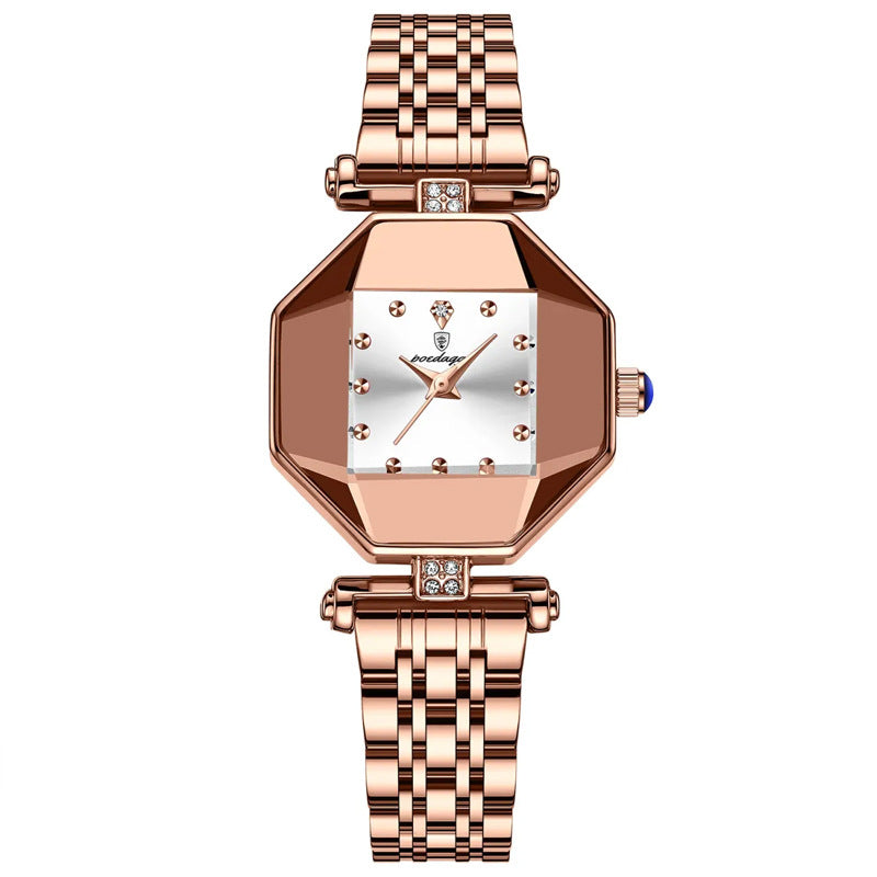 Swiss brand waterproof women's watch, square small green quartz watch