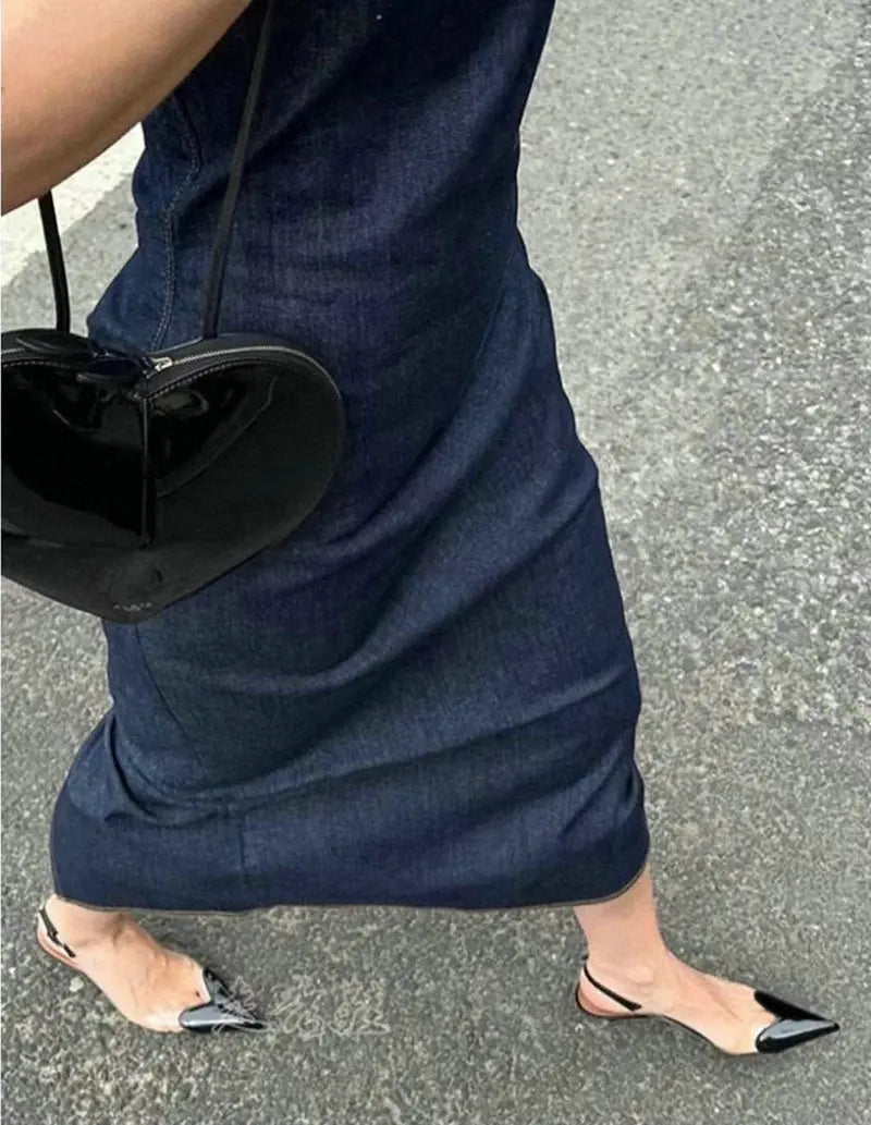 2025 European Summer New Women'S Sandals Pointy Thin Heels High Heels Back Empty Head Transparent Film Fashion Women'S Pumps