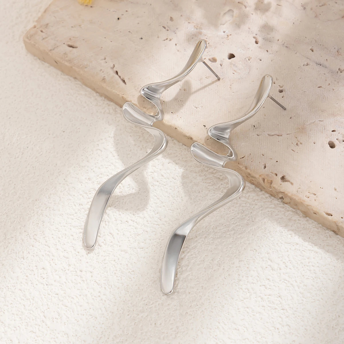 IngeSight.Z Fashion Irregular Metal Twisted Long Drop Earrings for Women Trending Geometric Gold Color Waves Earrings Jewelry