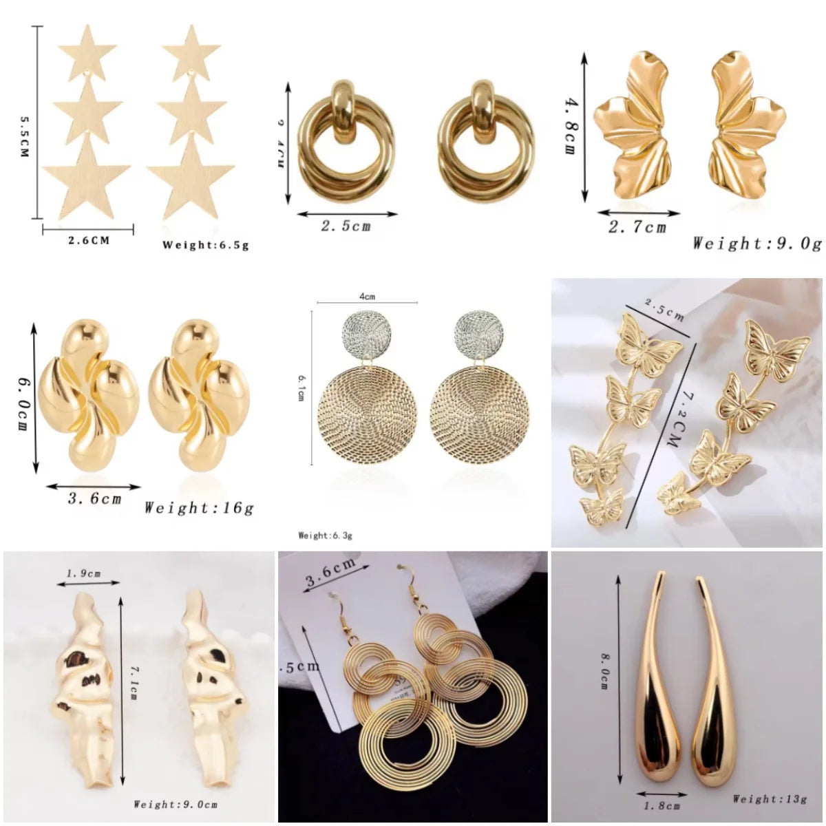 Minimalism Personality Metal Drop Earrings for Women Leaf Round Water Droplet Butterfly Twist Metal Earrings Geometry Jewelry