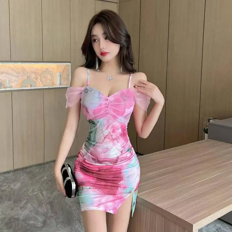 Pure Desire Strap Dress Elegant For Women New Summer Decoration Spicy Girl Style Printed Tight Skinny Nightclub Bag Dress OX1L