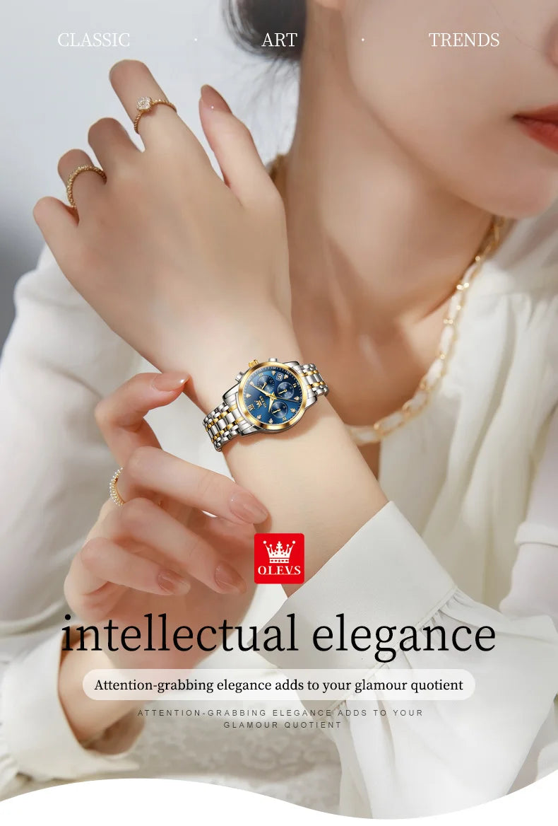 OLEVS 2858 Women Watch Luxury Brand Quartz Watch Waterproof Luminous Date Chronograph Women Bracelet Dress Diamond Watch Reloj