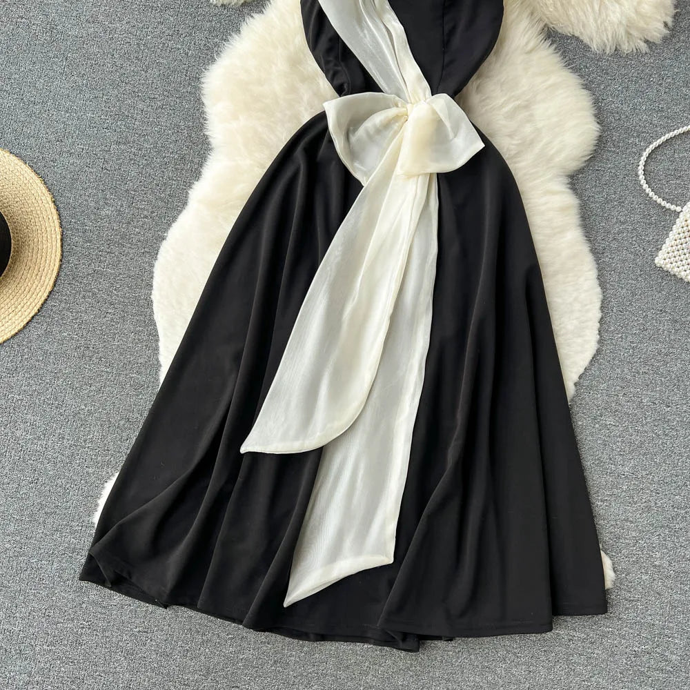 Chic Elegant Sleeveless Strapless Dress Beach Vacation Party Diagonal Collar Single Shoulder Dress Women Summer A-line Vestidos
