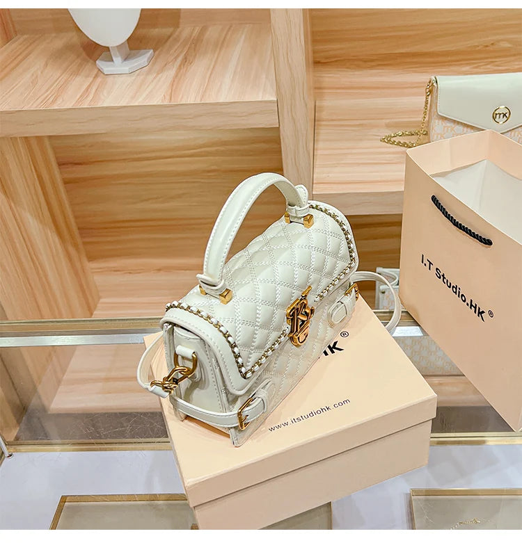 Women's handbag genuine leather carrying small square bag 2024 new high-end designer spring/summer crossbody shoulder bag