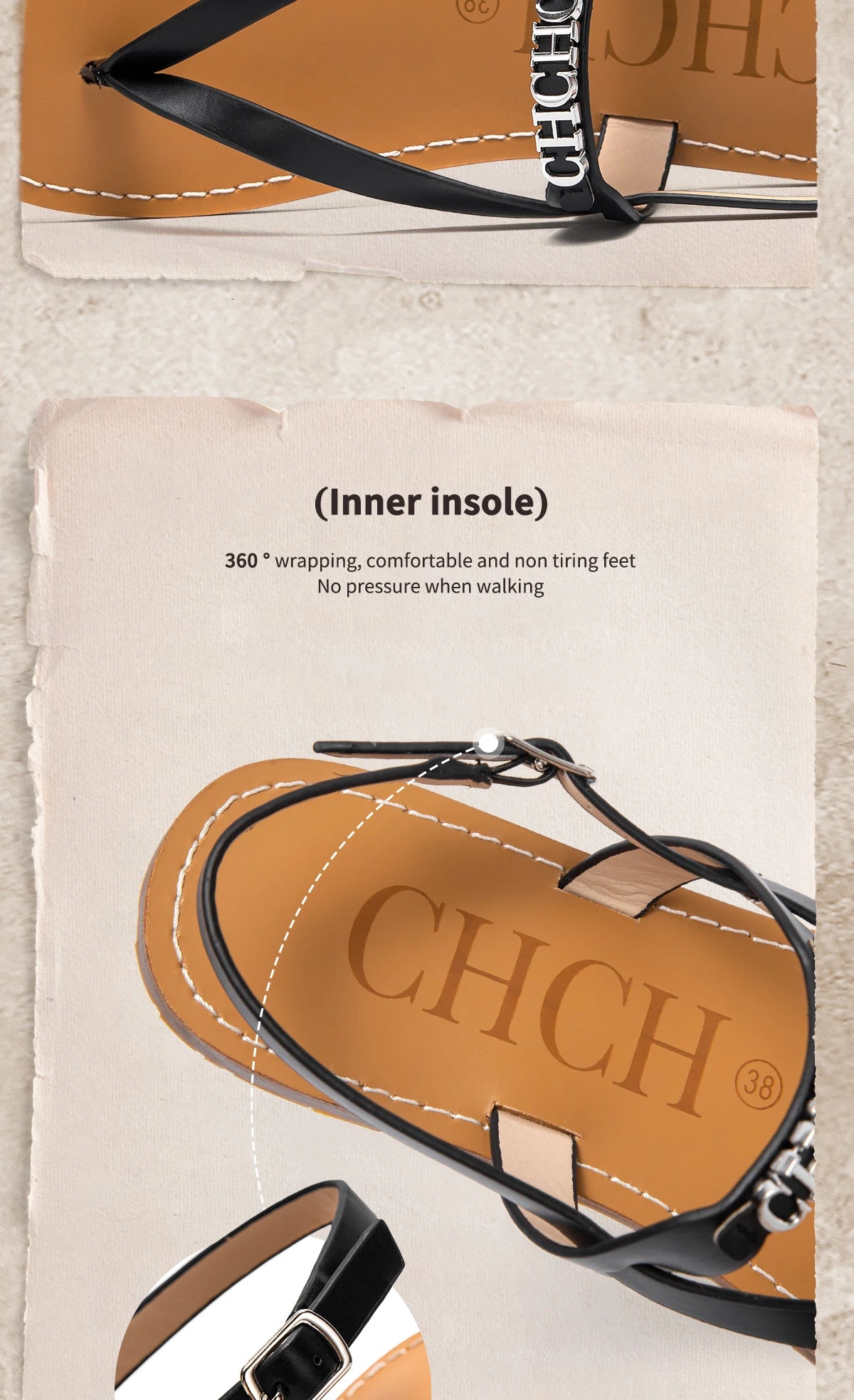 Strap Design Cool and Simple Women's Sandals Fine Workmanship Casual and Versatile Durable Women's Beach Shoes