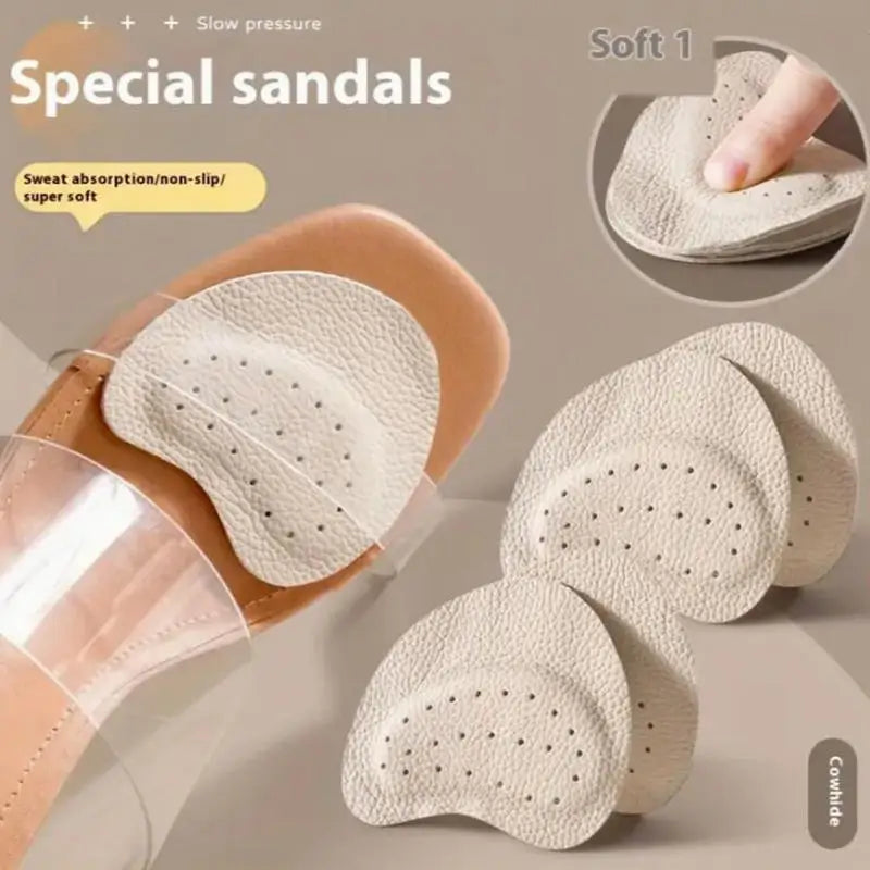 2Pairs Sandals Anti-slip Stickers Forefoot Pad Women High Heels Pain Relief Insert Insoles Toe Cushion Foot Care Shoes Pad