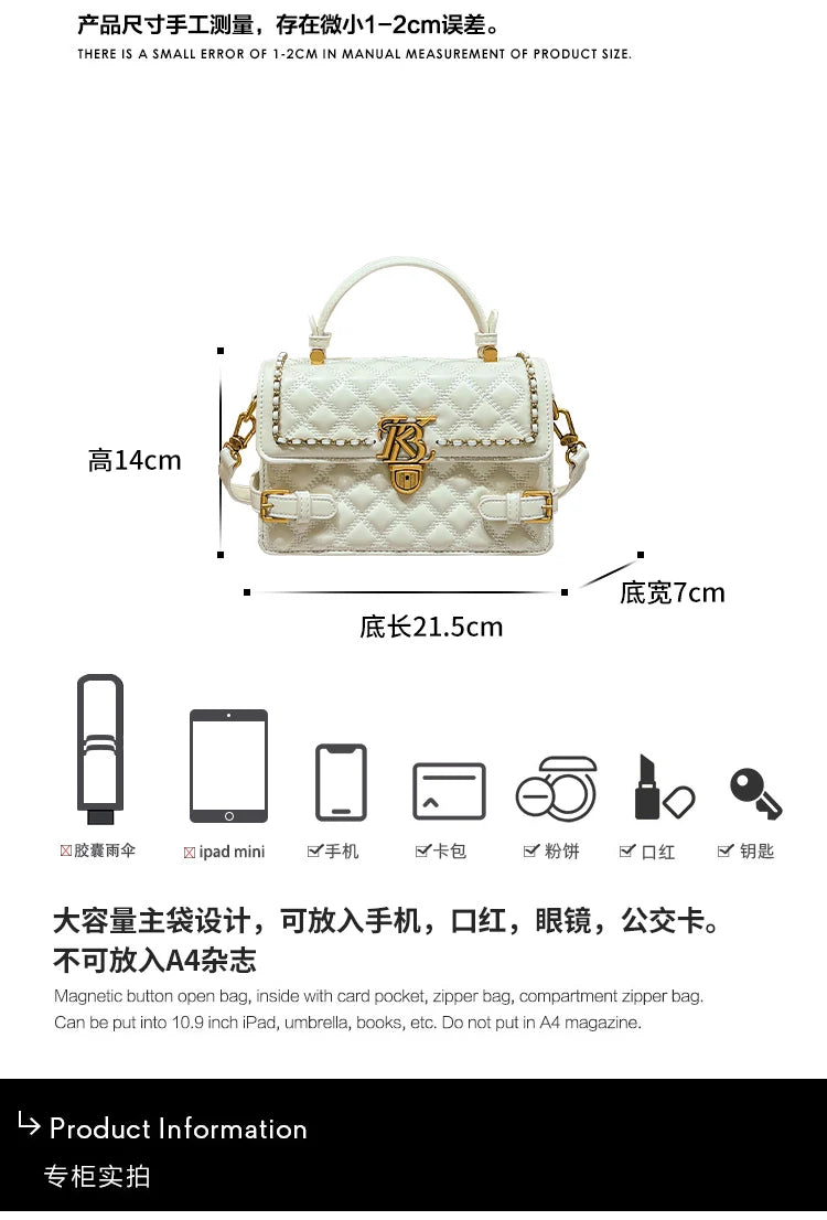 Women's handbag genuine leather carrying small square bag 2024 new high-end designer spring/summer crossbody shoulder bag