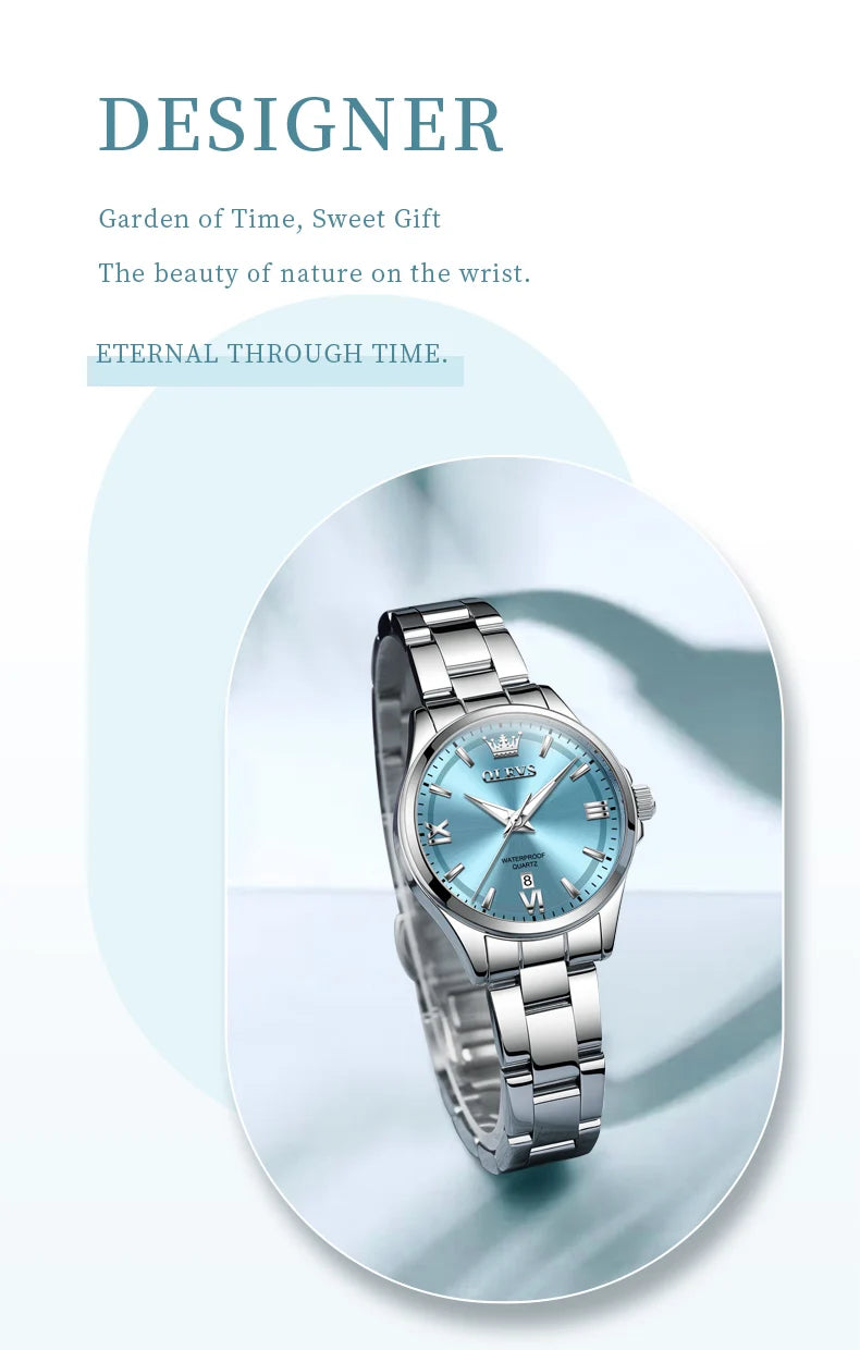 OLEVS Luxury Quartz Watch for Women Elegant Stainless Steel Women's Watches Gifts Waterproof Fashion Trend Simple Ladies Watch