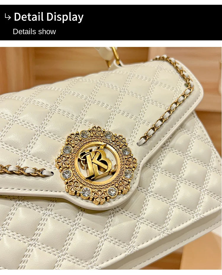 Women's handbag designer Lingge square bag women's 2024 new high-end texture handbag autumn/winter crossbody shoulder bag