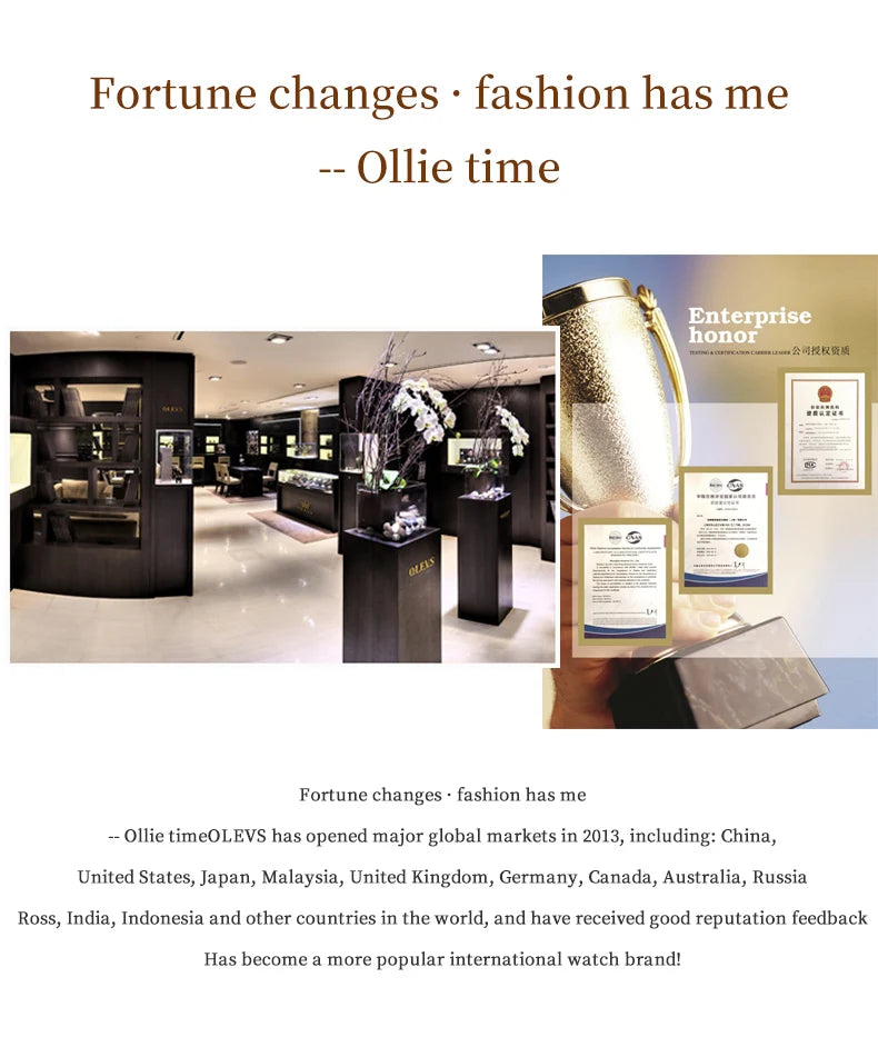 OLEVS Women's Watches 5649L Trend Fashion Original Quartz Watch for Lady Stainless Steel Strap Waterproof Luminous Date Elegant