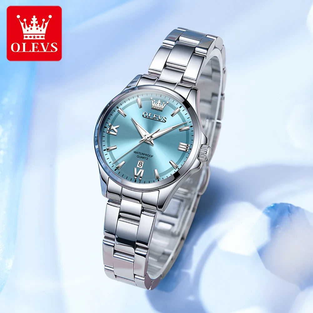 OLEVS Luxury Quartz Watch for Women Elegant Stainless Steel Women's Watches Gifts Waterproof Fashion Trend Simple Ladies Watch