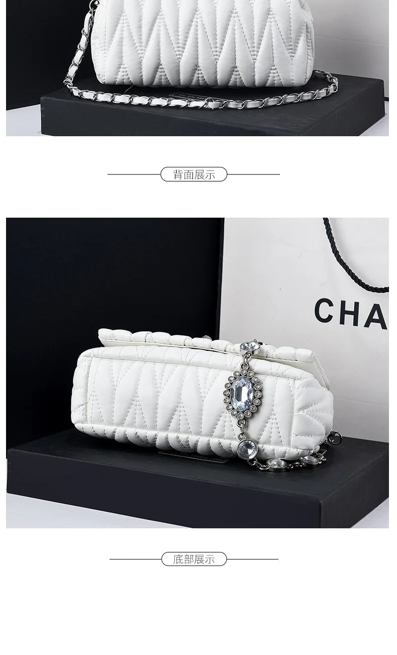 Women Bags Luxury Designer Purses and Handbags Rhinestone Chain Flap Crossbody Small Square Bag Casual Shoulder Messenger Bags