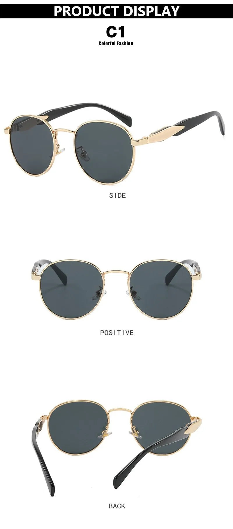 Vintage Round Metal Sunglasses Women New Fashion Retro Sun Glasses Female Brand Designer Ins Trendy Eyewear Male UV400