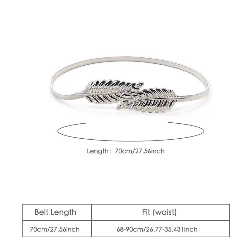 Women Elastic Leaf Waist Belt Waistband For Dress Skirts Jeans Pant Body Chain Belt