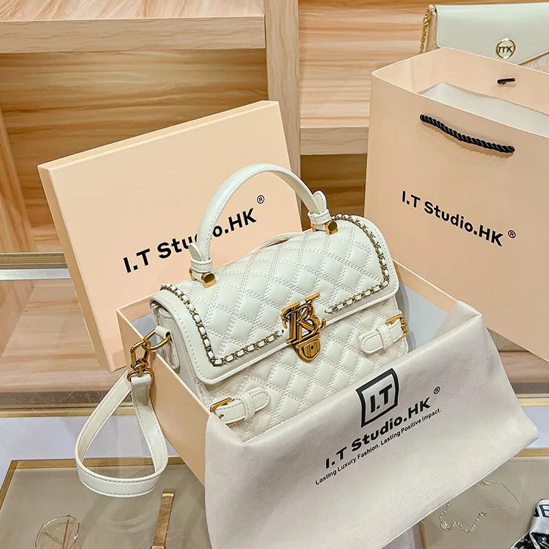 Women's handbag genuine leather carrying small square bag 2024 new high-end designer spring/summer crossbody shoulder bag