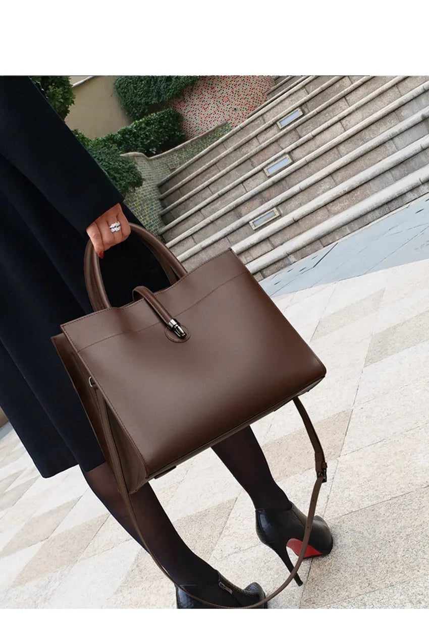 Leather women's bag, light luxury new tote bag, large capacity casual shoulder bag, crossbody bag, luxurious handbag