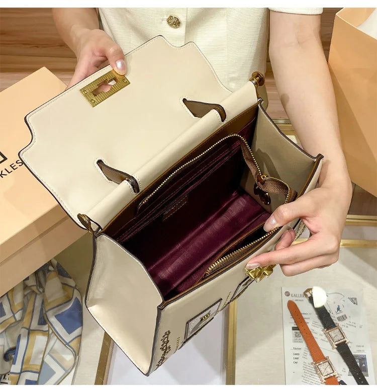 Women's handbag brand handbag 2025 new light luxury high-end designer retro crossbody shoulder bag