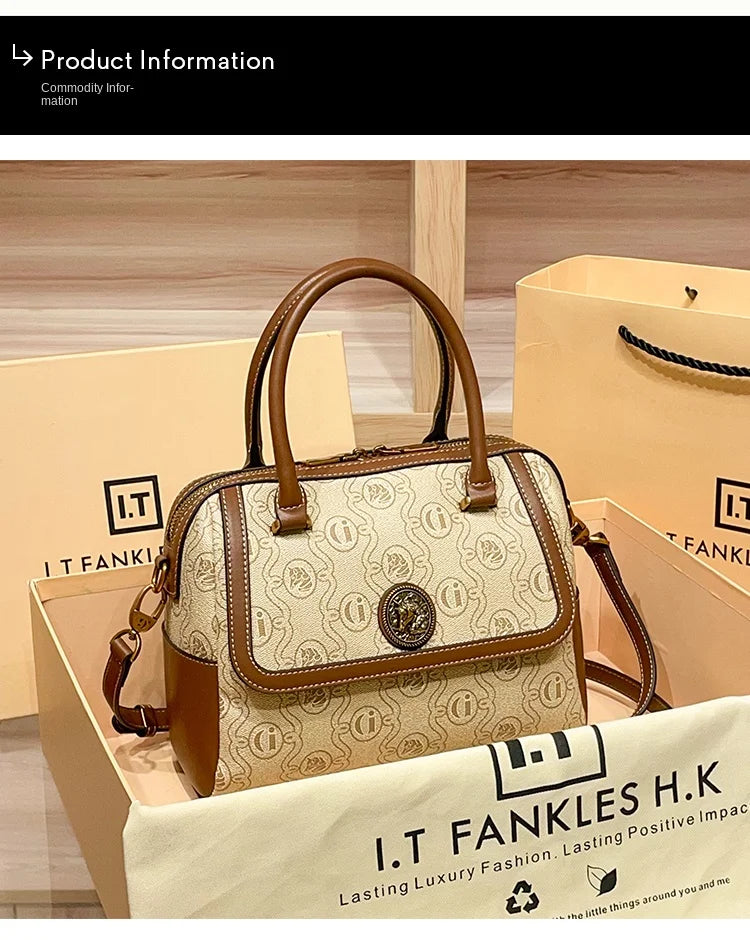 Light luxury brand women's bag 2025 new fashionable and high-end one shoulder hand-held niche design crossbody bag Boston bag