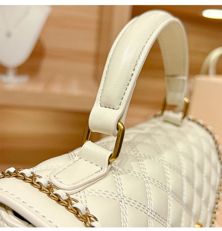 Women's handbag designer Lingge square bag women's 2024 new high-end texture handbag autumn/winter crossbody shoulder bag