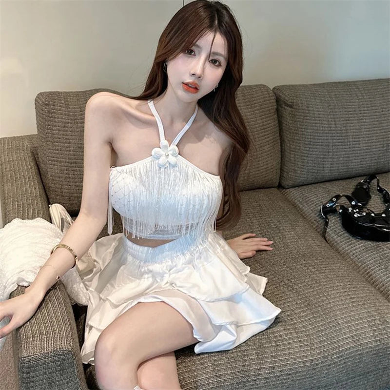 New Small Fragrant Wind Tassel With Diamond Halter Vest Bright Crystal Within The Single Wear Neck Sleeveless Bust Female