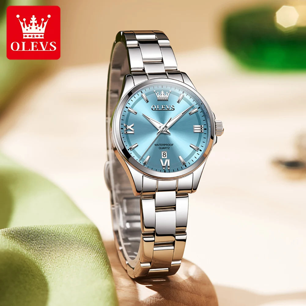 OLEVS Luxury Quartz Watch for Women Elegant Stainless Steel Women's Watches Gifts Waterproof Fashion Trend Simple Ladies Watch