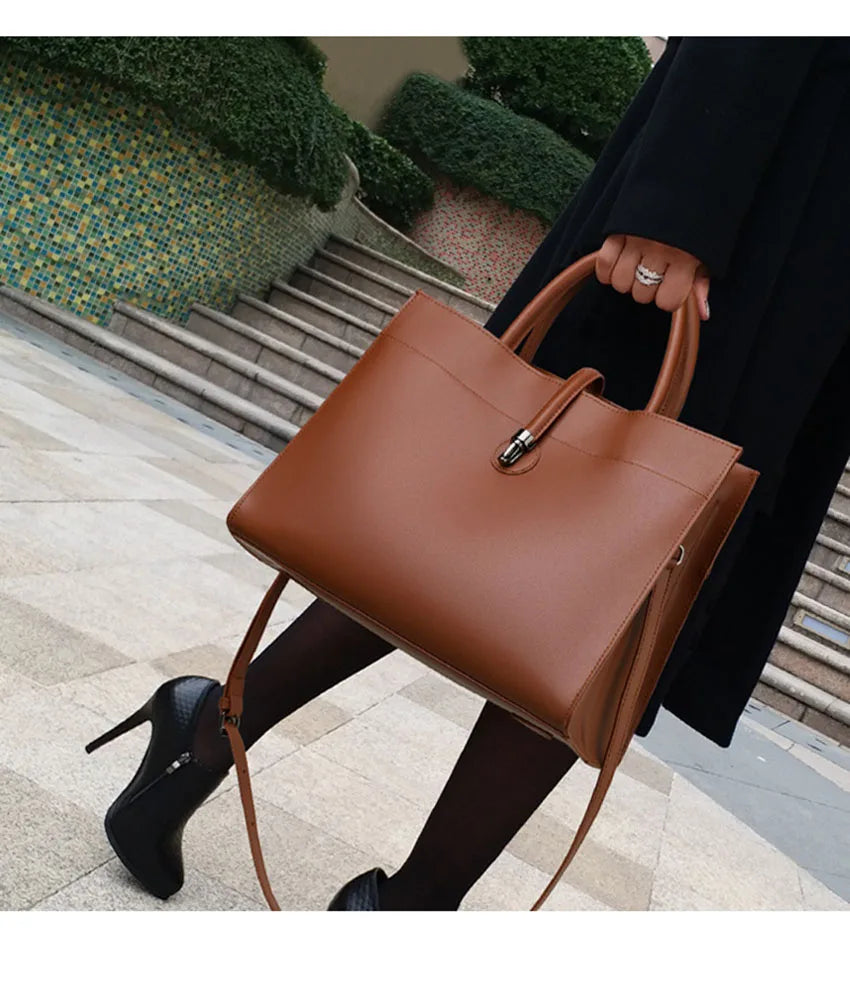 Leather women's bag, light luxury new tote bag, large capacity casual shoulder bag, crossbody bag, luxurious handbag